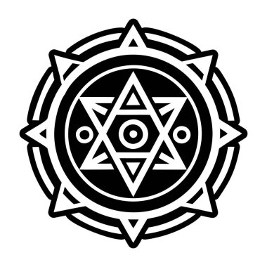 Kutsal geometriyle siyah beyaz dövme sembolü