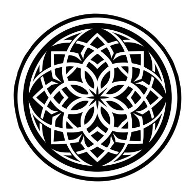 yuvarlak çizgileri olan siyah vektör süslemesi.