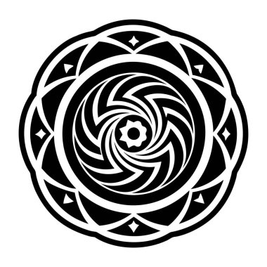 Siyah ve beyaz mandala vektörü. yuvarlak süs.