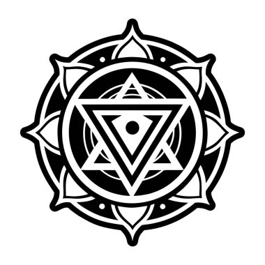 Kutsal geometri sembolü, kutsal pentagram, David 'in yıldızı, vektör çizimi. siyah ve beyaz