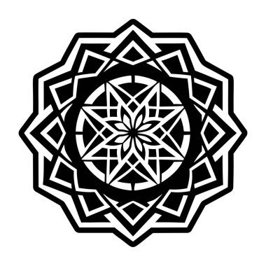 Siyah beyaz desenli soyut mandala, vektör çizimi