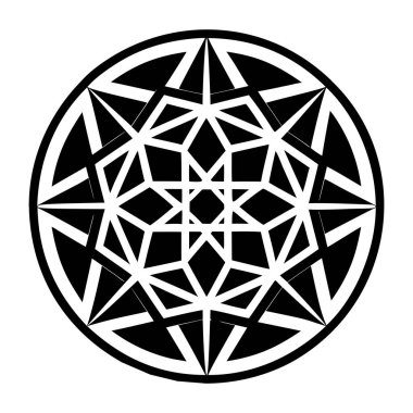 soyut geometrik siyah beyaz mandala tasarımı