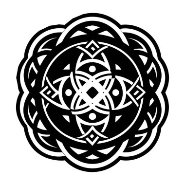 Vektör çizimi. Siyah ve beyaz mandala. yuvarlak süs.