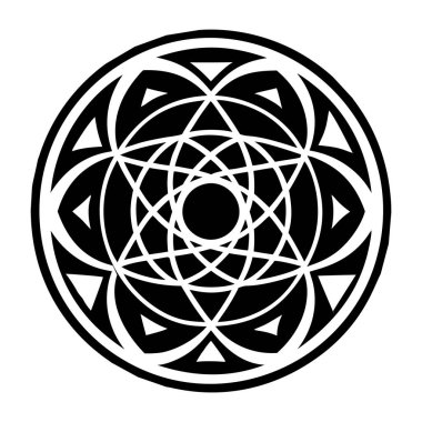 Beyaz arkaplanda siyah mandala, vektör illüstrasyonu