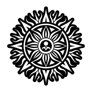 Siyah beyaz vektör ikonu. mandala süsü