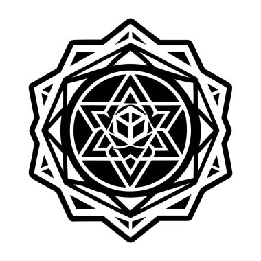 Siyah ve beyaz mandala 'nın vektör çizimi