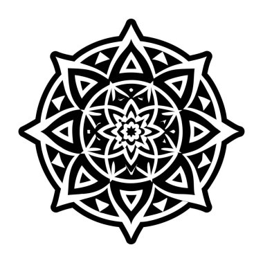 Beyaz süslemede siyah vektör mandala