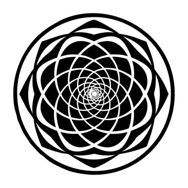 Dairesel geometrik motif. soyut gri ölçekli arkaplan - vektör illüstrasyonu,