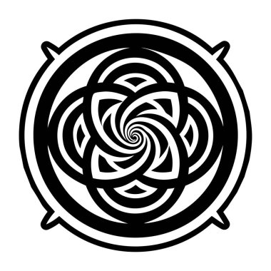 Yuvarlak bir süslemenin siyah ve beyaz vektör çizimi