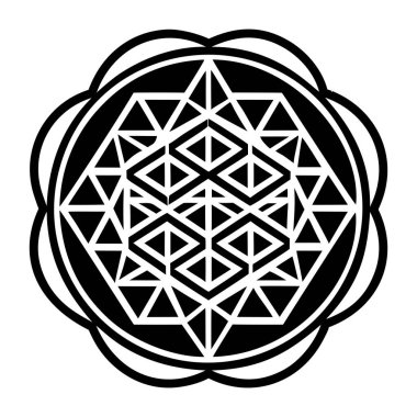 soyut sembol, vektör illüstrasyonu, mandala ve siyah