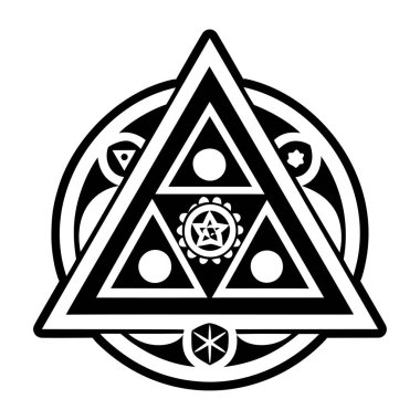 Pentagram, kutsal sembol, kutsal geometri, vektör, ikon. siyah vektör illüstrasyonu.