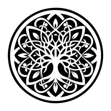 Mandala desenli şablon ve iyi ruh hali