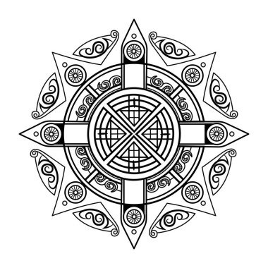 Siyah-beyaz vektör mandala etnik süs. renklendirme sayfası.