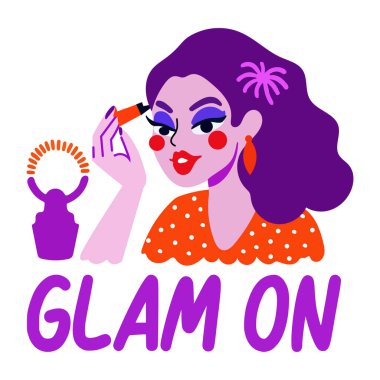 Bir bardak şarap ve elbise giymiş bir kadınla vektör çizimi.