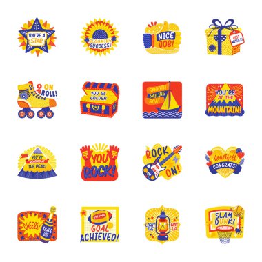 16 yeni yıl düz simge paketi