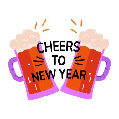 Yeni yıl vektör ikonu çizimin kutlu olsun. Yeni yıl ve Noel.