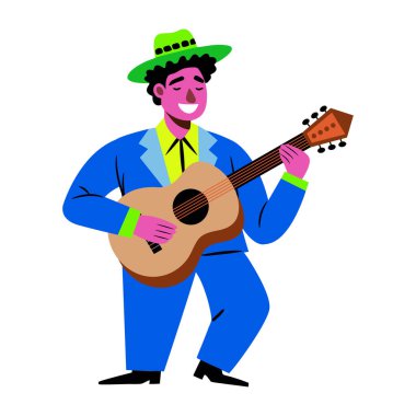 Gitar çalan adam, çizgi film stili.