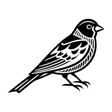 Beyaz arkaplanı olan siyah siluet bir kuş. vektör illüstrasyonu