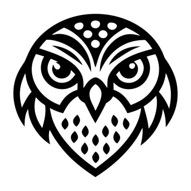 Baykuş simgesi, beyaz arkaplanda siyah vektör işareti