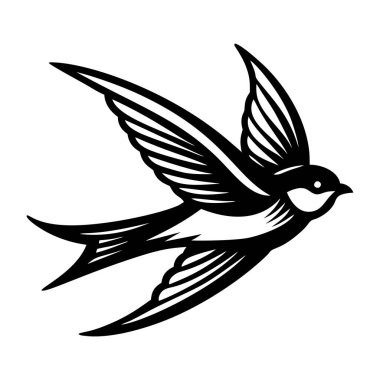 Uçan kuş silueti. beyaz üzerine izole.