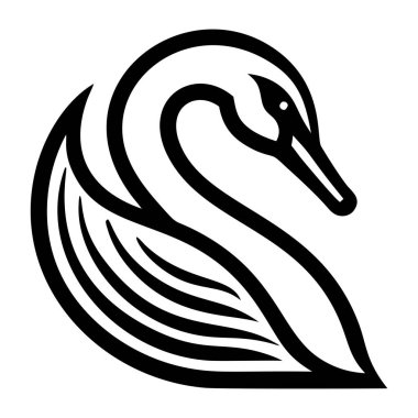 Kuğu logosu, vektör çizimi, düz tasarım.