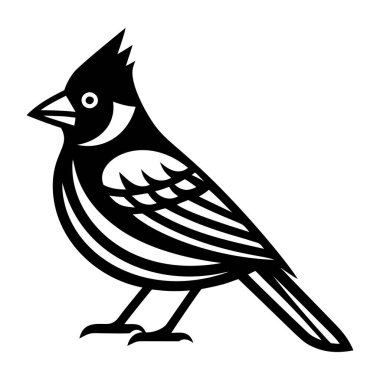 Bir dalda oturan serçenin siyah silueti.