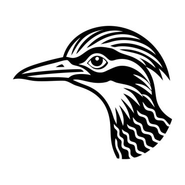 bir kuşun siyah ve beyaz vektör çizimi