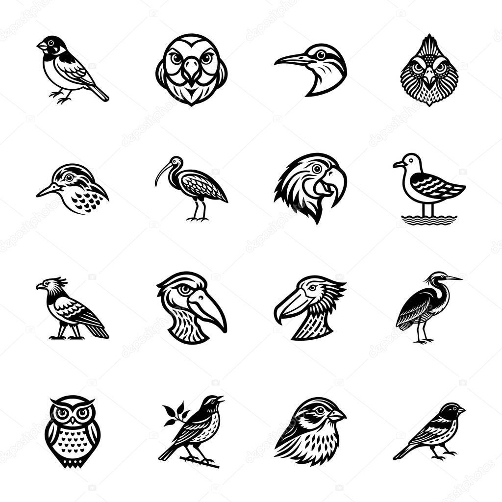 Birds set. vector icon