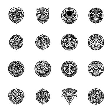 Siyah etnik süslemelerin vektör çizimi