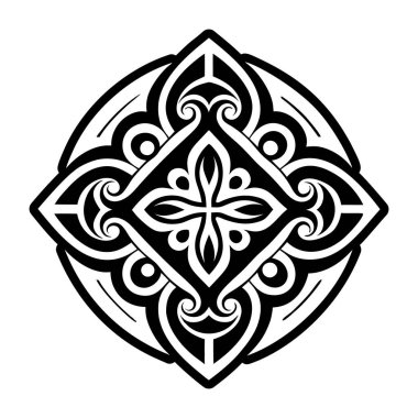 siyah beyaz soyut etnik illüstrasyon