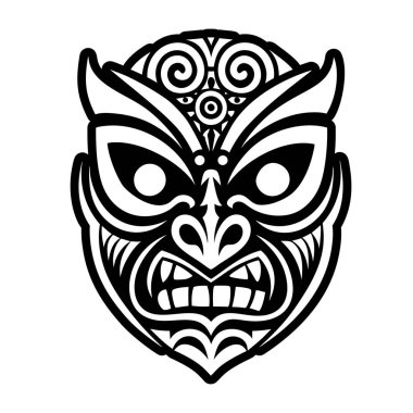 Bir maskenin siyah ve beyaz çizimi.