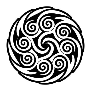 Sarmal siyah beyaz çemberin vektör çizimi