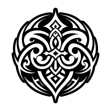 Dövme için siyah ve beyaz vektör mandala