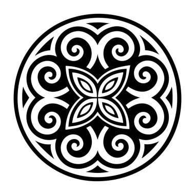 Siyah süslemeli yuvarlak desen