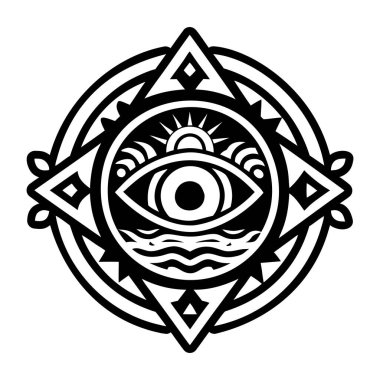 Kutsal geometri simgesinin gözü, çizgi tasarımı.