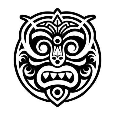 Bir aslanın siyah beyaz deseninin vektör çizimi