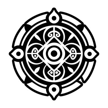 Mandala vektör simgesi. Siyah vektör logosu beyaz arkaplan dekoratifinde izole edildi.