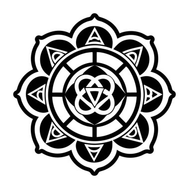 Vektör mandala. Mehndi dantel desenli. Keskin köşeli dokuma.