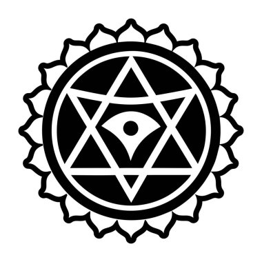 Kutsal geometri ikonu. siyah ve beyaz vektör çizimi.