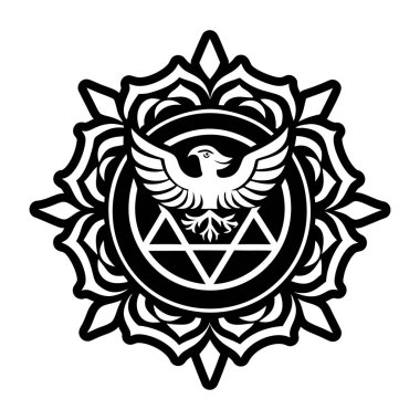 Yıldız sembolü ve ayı olan pentagram, vektör illüstrasyonu