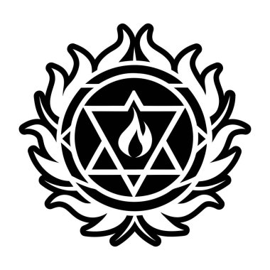 David 'in yanan yıldızının siyah-beyaz çizimi