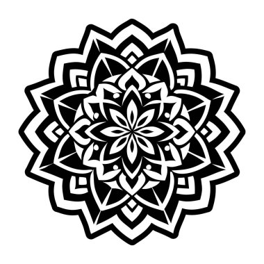 vektör mandala siyah-beyaz süslemesi