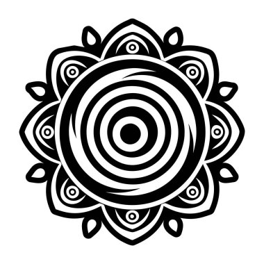 Beyaz arkaplanda Siyah Mandala Tasarımı.