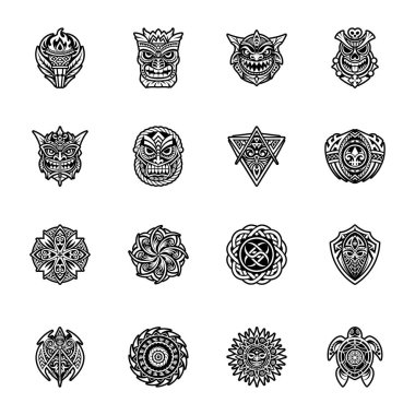 Siyah etnik kabile süsleri, vektör illüstrasyonu