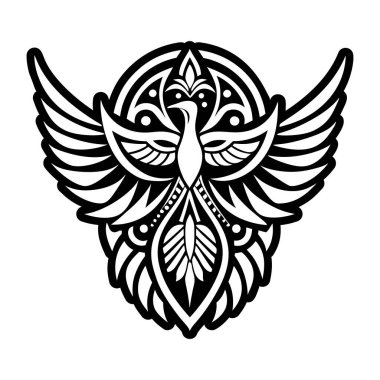 Dekoratif bir kuşun vektör çizimi. Yırtıcı kuş