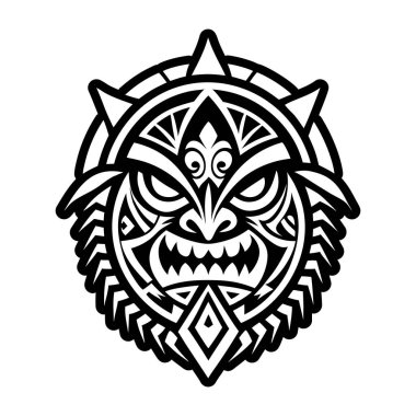 Siyah beyaz vektör illüstrasyonunun dövme sanatı