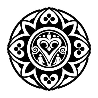 Siyah desenli etnik yuvarlak süs