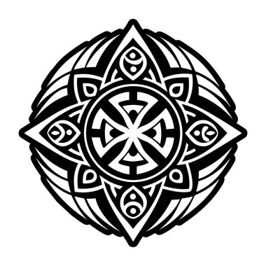 vektör mandala siyah-beyaz süslemesi