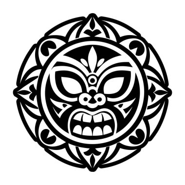 Kızılderili tarzı bir Amerikan yerlisinin kafasının siyah ve beyaz çizimi