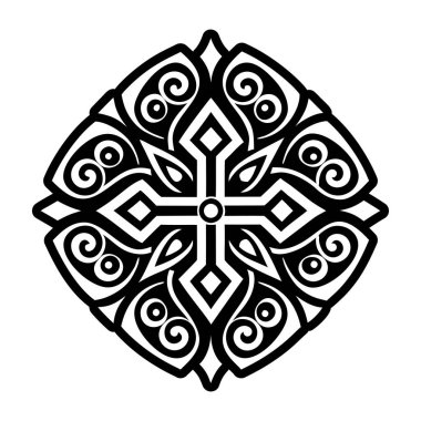 siyah-beyaz yuvarlak süsleme